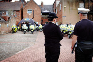 Chief Constable Pippa Mills at the Mac Walker Building in Bromsgrove (Police BikeSafe)